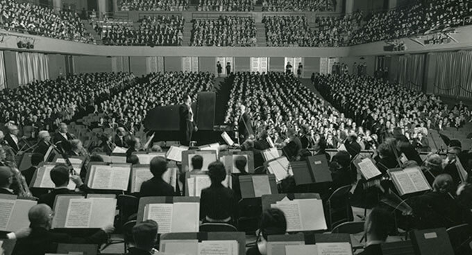 A photograph of the Oregon Symphony from the 1950s