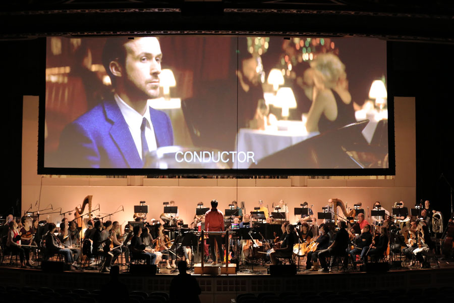 The full movie screen and the orchestra
