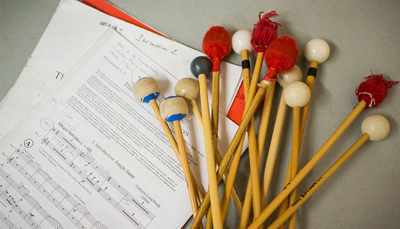 Mallets and sheet music